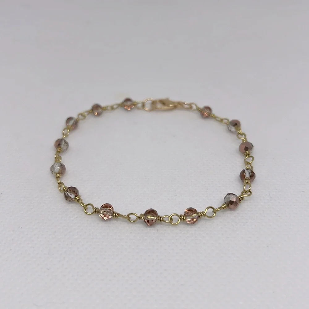 Dainty Firepolished Copper Glass Bead Bracelet - Picture 4 of 6